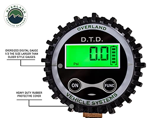 Overland Vehicle Systems Digital Tire Deflator with Valve Kit & Storage Bag Universal - Included Valve Core Replacement - Replacement Valve Caps - for Cars, Trucks, SUV, Trailer, ATV and More!