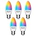 Aigostar Bombilla LED inteligente WiFi vela C37, 7W, E27 rosca gorda, RGB + CCT. Regulable multicolor + luz cálida o blanca 3000 a 6500K. Compatible Alexa y Google Home.Pack 5 uds