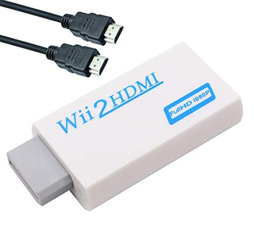 Wii to HDMI Converter Output Video Audio Adapter, with 3.5mm Audio Video Output Supports All Wii Display Modes, Best Compatibility and Stability for Nintendo White with 1M HDMI Cable