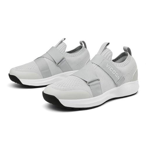 Vicogn Mens Womens Indoor Cycling Shoes Compatible with SPD System Pedal, Outdoor Walkable Bike Shoes with SPD Cleats Included (Grey,US 8.5) 42