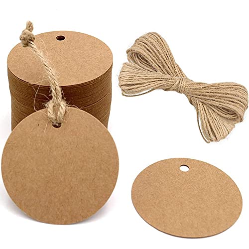 100 Tag Papel Kraft 5cm Lisa Para Carimbar + Fio Incluso