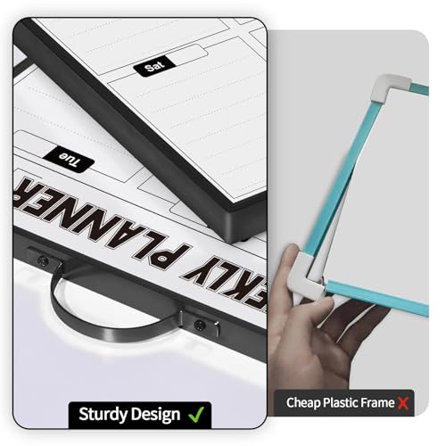 Sliandtelly Whiteboard Wochenplaner Abwischbar, 40 x 30 cm Magnetisch Whiteboard Kalender Wand HäNgende mit Griff, Alurahmen Tragbares Magnettafel für Planung, To-Do-Liste, Büro, Schule, Zuhause