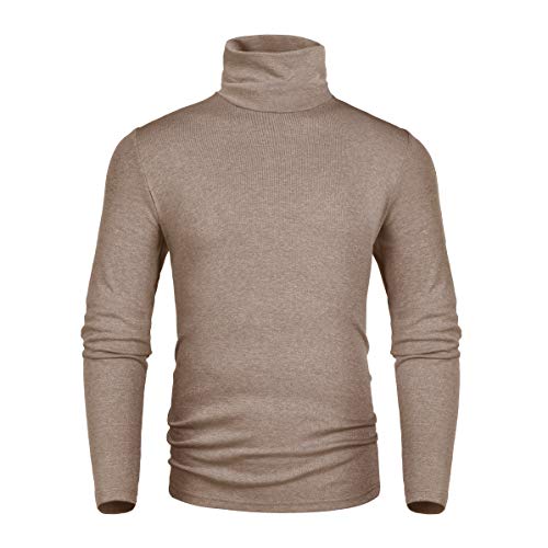 Derminpro Men's Thermal Turtleneck Soft Long Sleeve T-Shirt Camel XX-Large