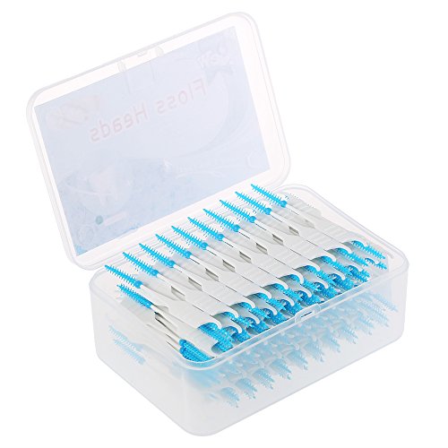 zroven 200Pcs / Box Dental Floss Interdental Brush Teeth Stick Toothpick Soft Silicone Double-endoth Dicks Oral Care Cover