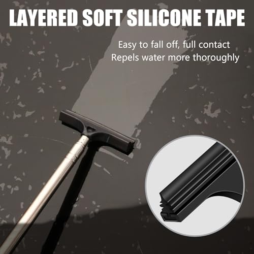 COFSODI Small car Side Mirror Squeegee(38-inch), Retractable Long Handle Mini Windshield Cleaning Tool, Car Squeegee for Window Cleaning, (Retractable Wiper-Black+Towel)