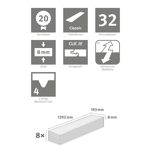 EGGER NatureSense Laminat EL1307 Warmia Nussbaum braun 1292x193x8mm (1,995m²)