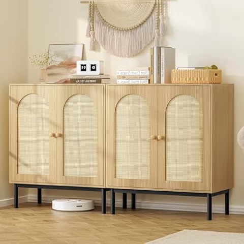 Iwell Rattan Buffet Cabinet Set of 2 Cover