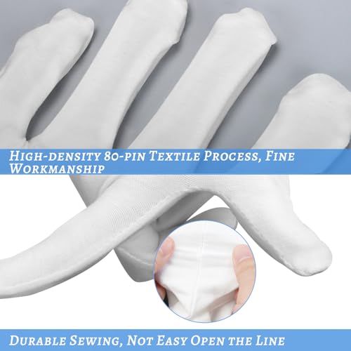 Moisturizing Gloves Overnight for Men and Women, 5 Pairs (10 Pcs), White Cotton - image 2