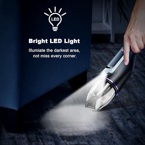 DRECELL Handheld Vacuum Cordless, Car Vacuum with Brushless Motor & 14000Pa Powerful Suction,1.2Lbs Lightweight, LED Light, Slim Mini Vacuum Cleaner for Car Home Office Pet Hair - image 7