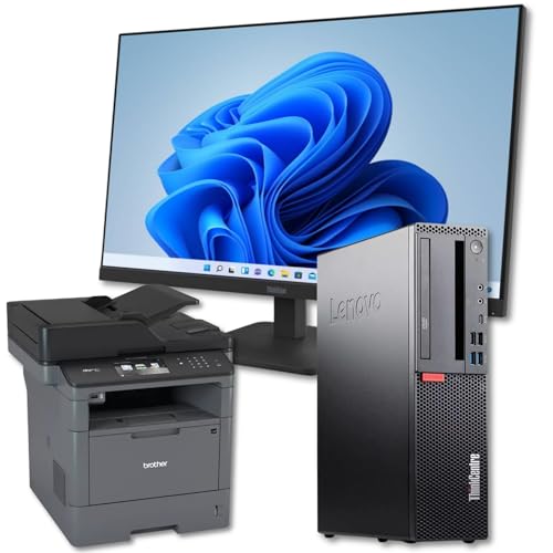 Lenovo Komplett-Büroarbeitsplatz Desktop-PC Intel Core i5-8500 bis | 16 GB RAM | 512 GB SSD | 27' ThinkVision FHD Monitor | Win11 | Office 2021 MIT MFC-5750DW generalüberholt | 36 Monate Garantie