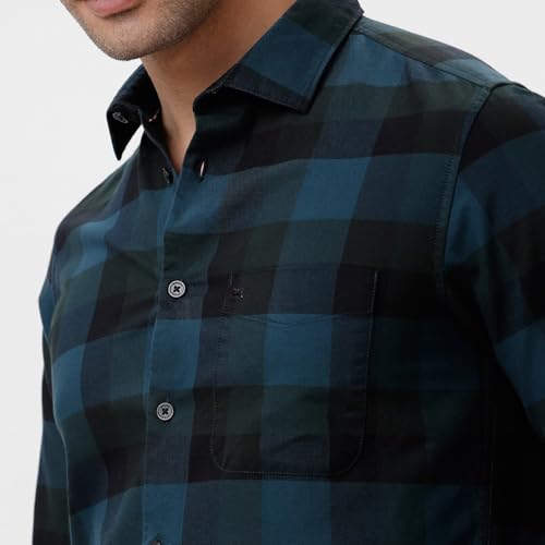 Image of BASICS 100% Cotton Checked Shirt for Men | Slim Fit | Everyday Smart Casual Wear | Full Sleeve
