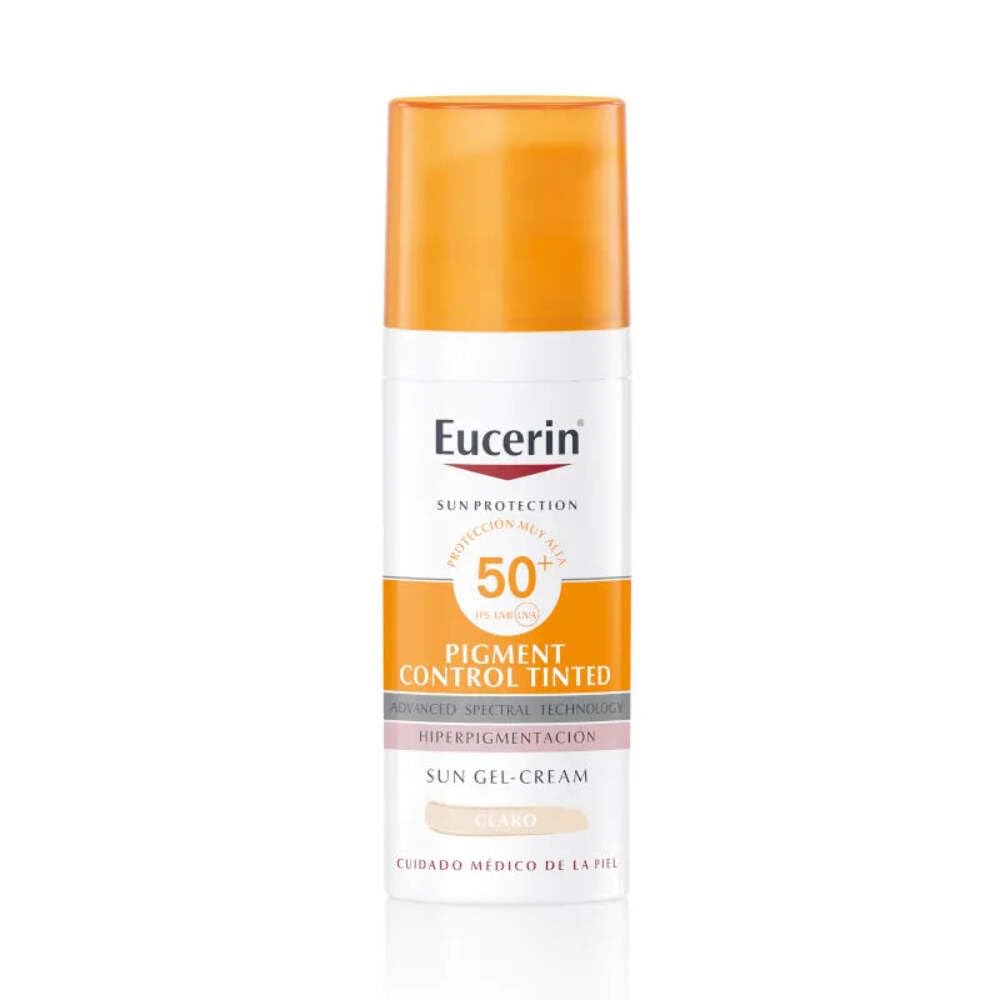 Eucerin Sun Pigment Control LSF 50+ mit heller Farbe (50 ml), Sonnencreme LSF 50+ mit UVA/UVB-Filtern, Anti-Flecken-Sonnenschutz, Sonnencreme Farbe für alle Hauttypen