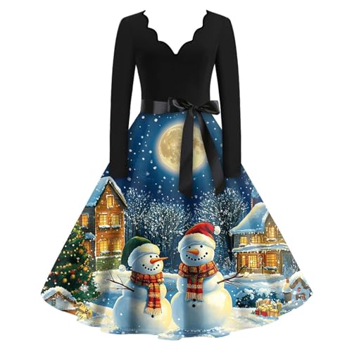 Vestido de mujer de invierno, Navidad, invierno, terciopelo, cuello en V, vestido de fiesta, vestido de Navidad, manga larga, curvado, swing, mini vestidos de ceremonia, vestido de noche cosplay,