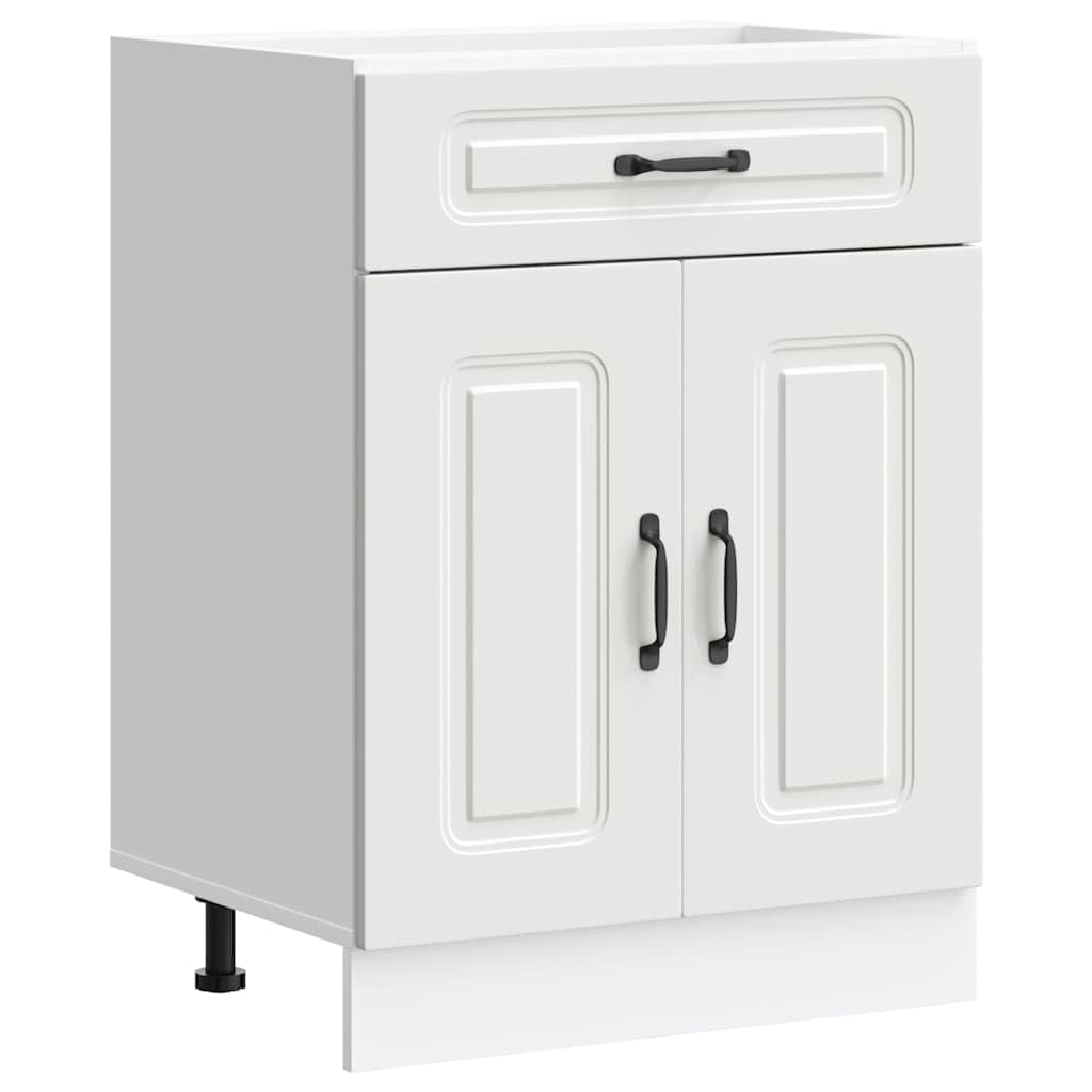 vidaXL Küchenunterschrank Kalmar Weiß Holzwerkstoff, Spülenunterschrank, Schrank Küche, Lagerschrank, Unterschrank für Küche, Küchenzeile