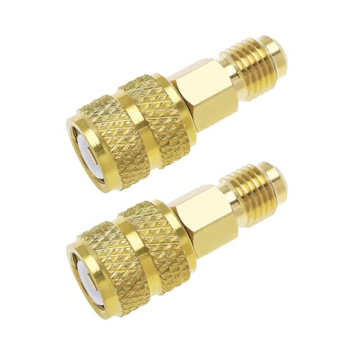 Adaptadores rectos de latón R410A Gold: 1/4" macho SAE a 5/16" hembra SAE, para sistemas de aire acondicionado mini split, 2 piezas