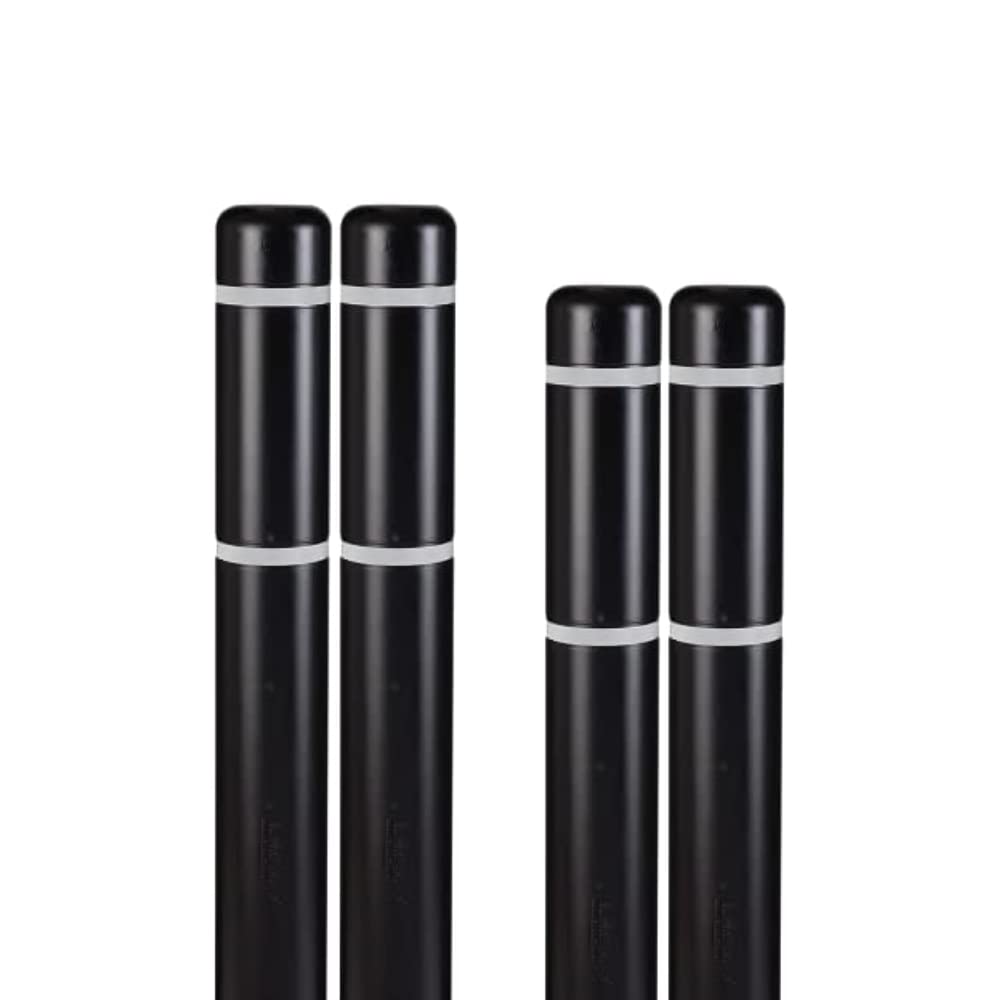 d 4" x 64" 4-Pack Bollard Cover - (Black White Tape) by Innoplast – 4-Pack, Black White Tape, Pack of 4, Model BC464BKW-4
