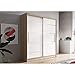 Kleiderschrank Schwebetürenschrank 2-türig Schrank mit vielen Einlegeböden und Kleiderstange Gaderobe Schiebtüren BxHxT 150x200x61 - Lara 6 (Sonoma + Weiß)