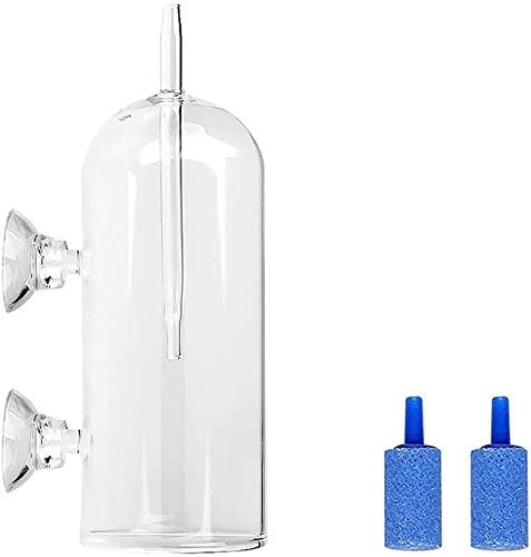 YOU+ Aquarium Air Bubbler Glass Cup with 2m Water Tube, High Dissolved Oxygen for Fish Tank, Bubble Stopper, Glass