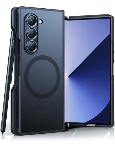 TORRAS Shockproof Z Fold 3 Case [Military-Grade Drop Protection][No Adhesive Worry] Slim Thin Translucent Matte Galaxy Z fold 3 Case Compatible for Samsung Galaxy Z Fold 3 case 5g, Matte Black