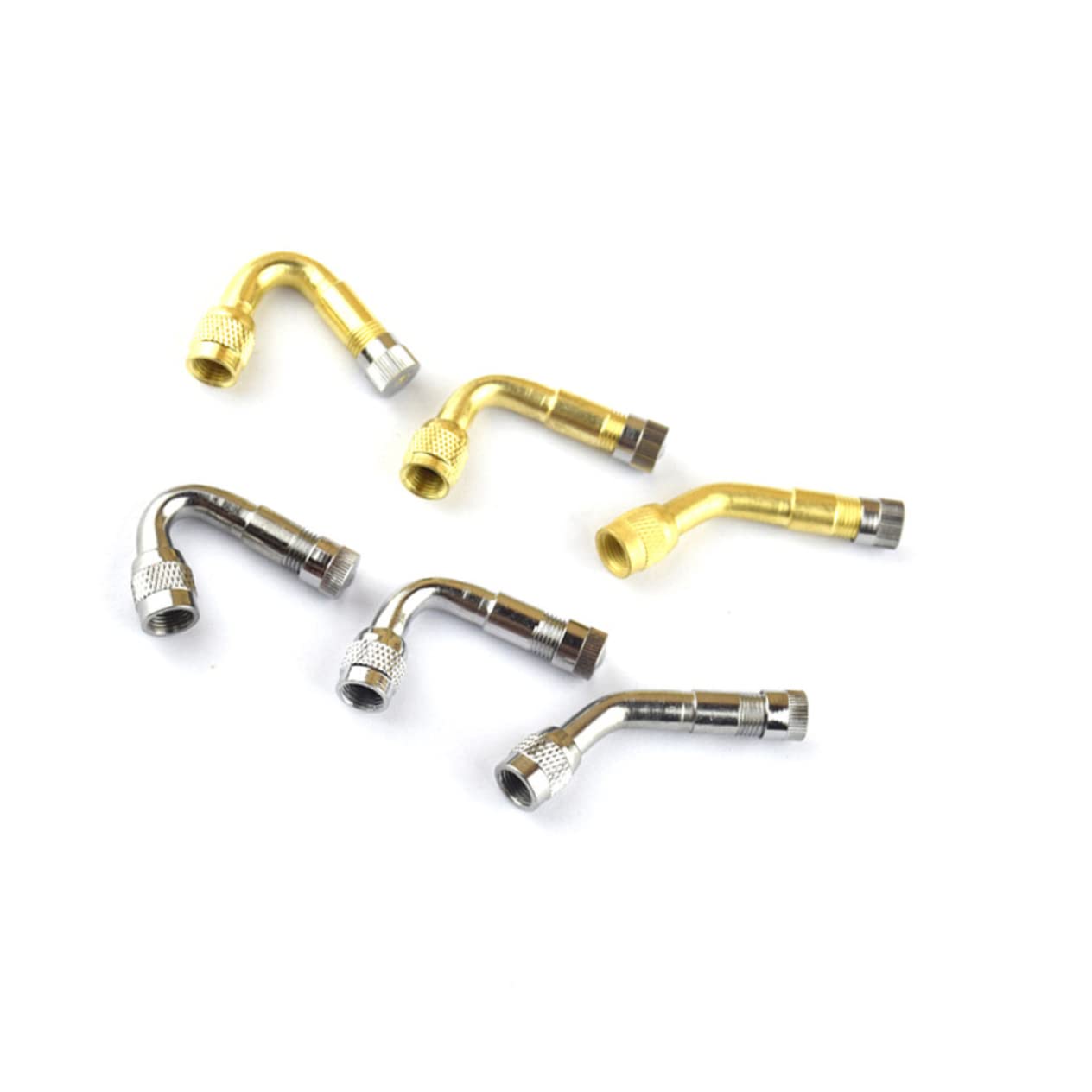 OUNONA 40piezas Extensiones De Válvula De Aire De Latón Para Neumáticos De Automóviles y Motocicletas Adaptadores De Rápido Plateado