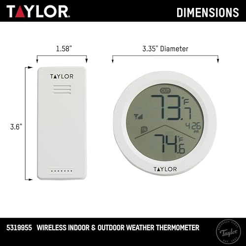 Image of Taylor Digital Modern Round Wireless in /Out Thermometer - 200 ft Range