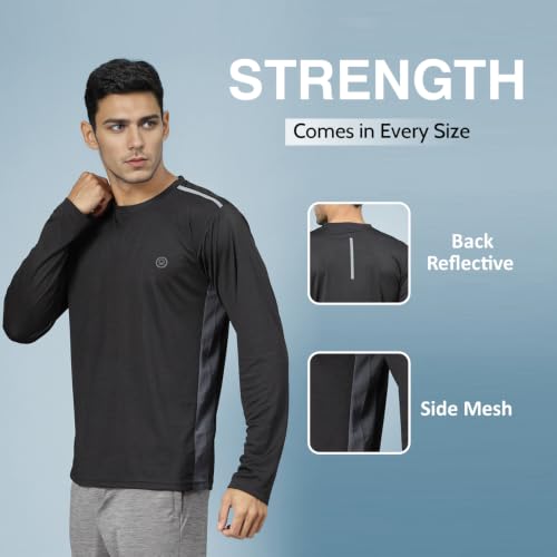 Image of CHKOKKO Gym T Shirts for Men Workout Solid Quick Dry Sports Men T-Shirts Breathable Lightweight Full Sleeve Regular Fit Round Neck Running Stylish Tshirt for man