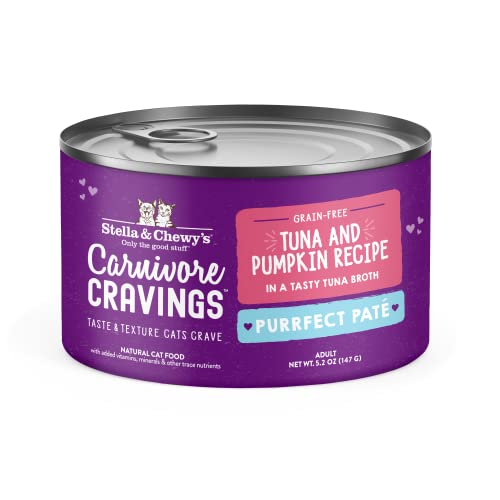 Stella & Chewy's Carnivore Cravings Purrfect Paté - Premium Grain-Free Wet Cat Food - Tuna & Pumpkin Recipe - High Protein with Bone Broth - Perfect for Picky Eaters - 5.2oz Cans (24 Pack) - image 1