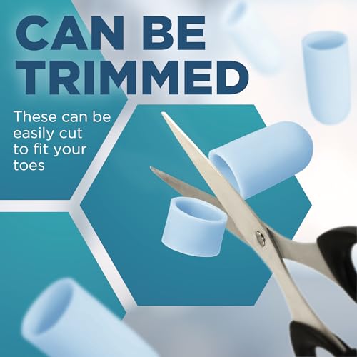 Image of Soft Gel Toe Caps with Healing Coconut Oil - 6 Reusable Small Toe Protectors for Ingrown or Missing Toenails, Corns, Calluses & Blister Relief