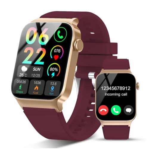 STECEi Smartwatch 1.85" HD – Bluetooth Call, Wine Red