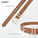 LEACOOLKEY 3 Pack Women's Leather Belts for Jeans Dress Pants Fashion Ladies Leather Belts with Gold Buckle