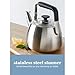 Sur La Table Kitchen Essentials 2 Qt Heavy Gauge Brushed Stainless Steel Whistling Tea Kettle – Durable Stovetop Kettle