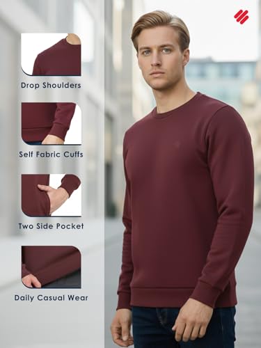 Image of ONN Men's Round Neck Full Sleeves Solid Scuba Sweatshirt | Both Side Pocket | Sweatshirt for Men | Style - 1222