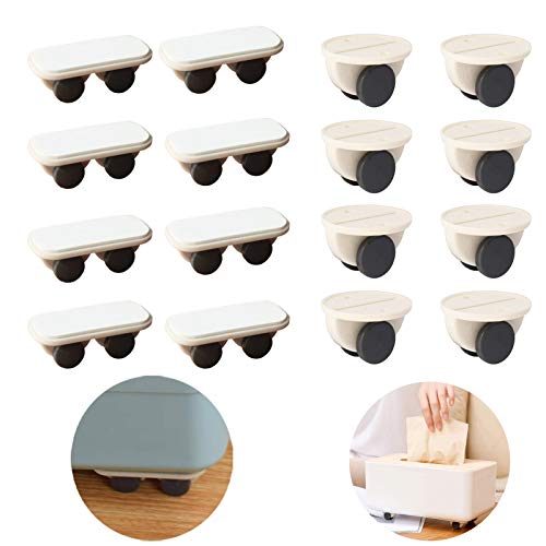 Reppkyh 16 枚粘着テープ式キャスター 貼るだけキャスター プラチック キャスター カラーボックス/ステンレス 金属塗装面 プリント合板 段ボール 収納ボックス ふた付きホイール収納ボックスホイールゴミ箱ホイール