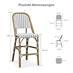 PURPLE LEAF Barhocker 2er-Set Rattan-Optik Grau-Weiß