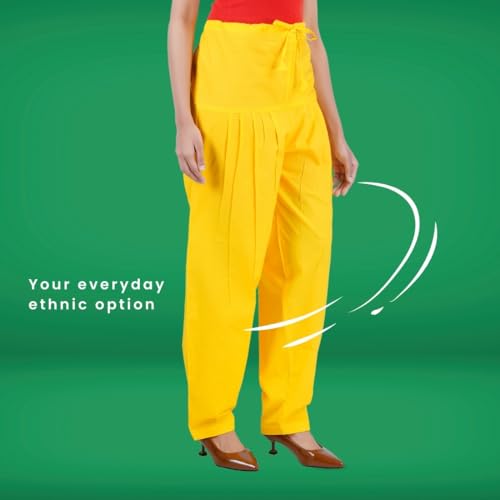 Image of Happy Bunny Salwar Pant - Modern Style Pure Cotton for Women - Ethnic Semi Patiala Trouser - Office,Home - All Day Comfort Wear with Drawstring