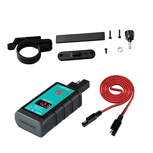 Hemobllo Motorcycle Power Outlet Fast Charger SAE Phone Adapter Voltmeter Button Switch 1m SAE Cable