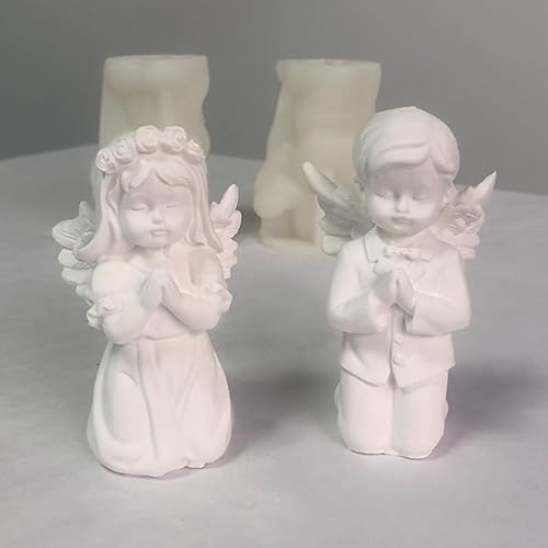 3D Angel Boy Angel Girl Candle Moulds for Candle Making, Sturdy Heavy Duty Plaster Resin Crafts Maki