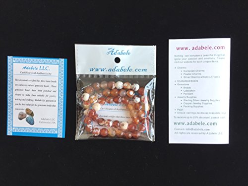 1 Strand Adabele Natural Faceted Red Fire Agate Healing Gemstone 6Mm (0.24 Inch) Round Loose Stone Beads (58-62Pcs Total) For Jewelry Making Gh4-6 #TOP4