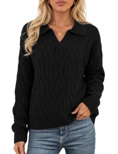 Softmuted Womens Fall Winter Oversized Sweaters V Neck Cable Knit - image 1