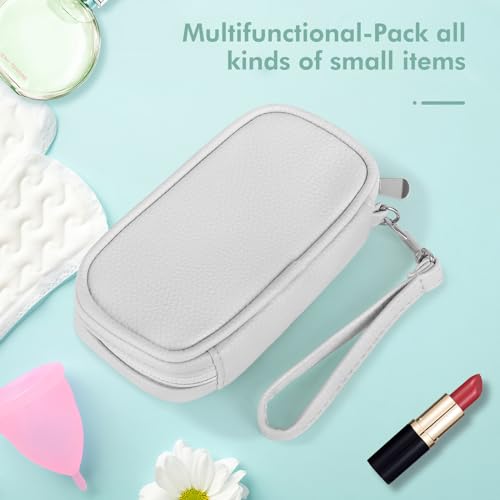Image of Tampon Holder for Purse - Portable Tampon Storage Bag with Zipper - Period Bags for Women (Silver)
