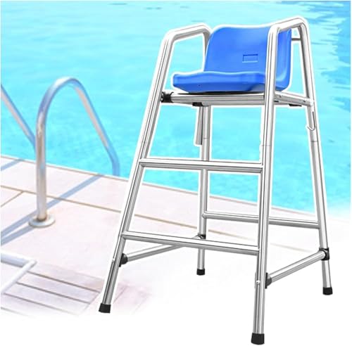 Silla salvavidas de acero inoxidable con asiento, gancho y agujero para parasol, ideal para parques acuáticos