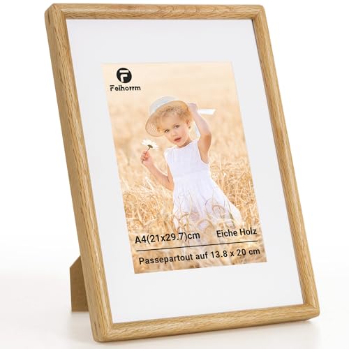 Feihorrm Cadre A4, Pour A5 (13.8x20 cm) Avec Passe-Partout Ou A4 (21x29.7 cm) Sans Passe-Partout, En Chêne Massif Travaillé À La Main Le Salon, Chambre...