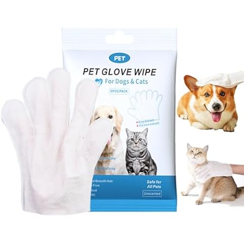 Pet Bath Wipes for Dogs and Cats 6 PCS，Dog wipes thickened material Cleaning Deodorizing Bathing Wipes Dog washing gloves Nourishing Grooming Fur，for Daily Care and Traveling Give your pet 6 baths! Cover