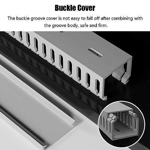Canaleta para gestión de cables con tapa, 1 metro, PVC gris para cables de red, organizador de cables para escritorio para ocultar cables de TV y computadoras (Tamaño: HxW 40x25mm) miniatura 2