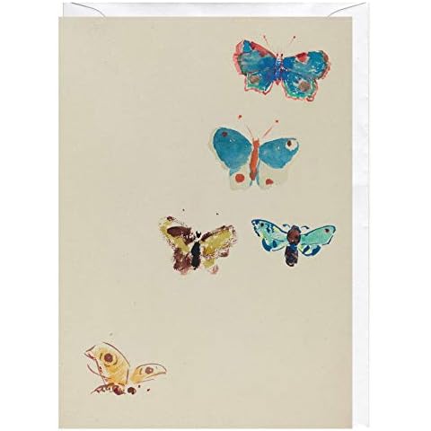Five Butterflies (1912), Odilon Redon - Art Blank Greeting Card. Blank Inside Cover