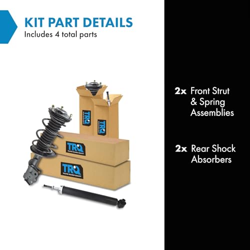 Image of TRQ Front and Rear Complete Strut Assembly & Shock Absorber Kit Complete Strut & Coil Spring Assembly Compatible with 2010-2015 Toyota Prius 2013-2015 Prius Plug-In