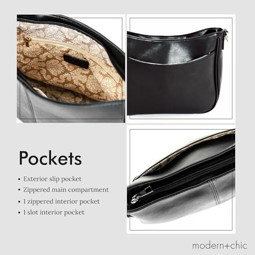 Image of Modern+Chic Crossbody Bags for Women - Marissa Saddle Crossbody, Vegan Leather Shoulder or Handbag with Two Adjustable Straps