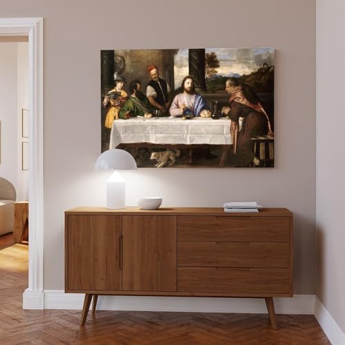 Tableau Titien Souper à Emmaüs avec cadre de suspension robuste - 5