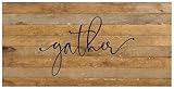 Rustic Reclaimed Wood Sign by Second Hand By Nature - 24 x 12 Handmade Farmhouse Home Decor for Living Room, Dining Table, Kitchen, or Fireplace - Country Family Wall Art (Gather)