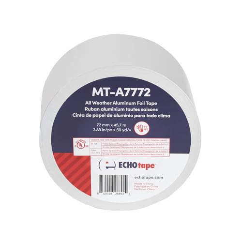 Image of ECHOtape MT-A7772 | All Weather Aluminum Foil Tape | Indoor-Outdoor Tape | Vapor Sealing Tape | FSK Seaming Tape | Silver Tape | Sealing Tape | Patching Tape | Seam Tape | 2.83 in x 50 yds